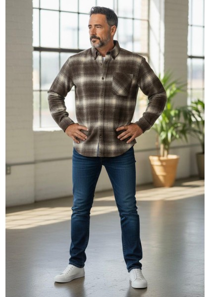 Kışlık Pamuklu Uzun Kollu Cepli Hakiki Oduncu Gömlek (Regular Kalıp)