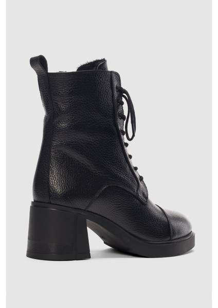 Arlea Hakiki Deri Bağcıklı ve Yandan Fermuarlı Kadın Bot- Siyah fiyatları