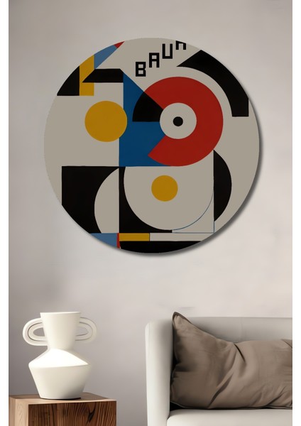 Bauhaus Stilinde Geometrik Ahşap Mdf Dekoratif Ev/işyeri Duvar Tablo Yuvarlak Ev/işyeri Duvar Tablo