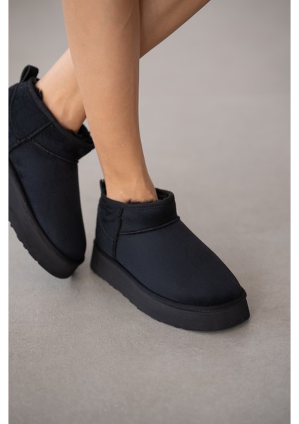 Luniva Içi Kürklü Kalın Taban Kadın Bot- Siyah Süet modelleri