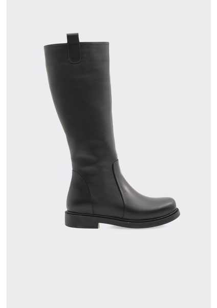 Hakiki Deri Düz Taban Kadın Çizme