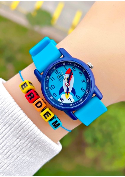 Silikon Kordonlu 10 Atm Su Geçirmez Erkek Çocuk Kol Saati Kişiye Özel Hediye Isimli Bileklik