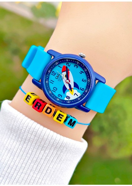 Silikon Kordonlu 10 Atm Su Geçirmez Erkek Çocuk Kol Saati Kişiye Özel Hediye Isimli Bileklik fiyatları