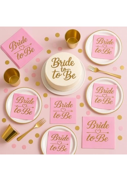 Bride To Be Pembe Altın Baskılı Kağıt Peçete, Bekarlığa Veda Partisi, 20 Adet modelleri