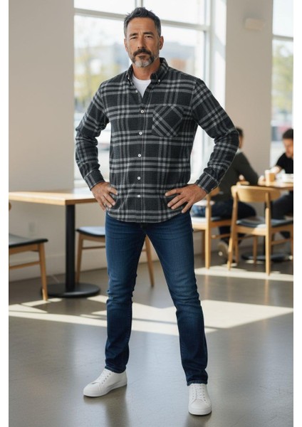 Kışlık Pamuklu Uzun Kollu Cepli Hakiki Oduncu Gömlek (Regular Kalıp)