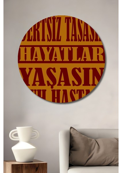 Kahrolsun Dertsiz Hayatlar Ahşap Mdf Dekoratif Ev/işyeri Duvar Tablo Yuvarlak Ev/işyeri Duvar Tablo