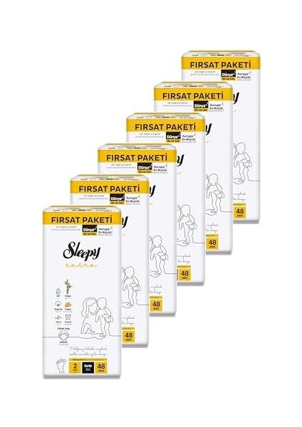 Sleepy Extra Günlük Aktivite Fırsat Paketi Bebek Bezi 2 Numara Mini 288 Adet