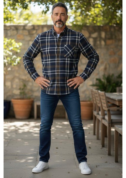 Kışlık Pamuklu Uzun Kollu Cepli Hakiki Oduncu Gömlek (Regular Kalıp)