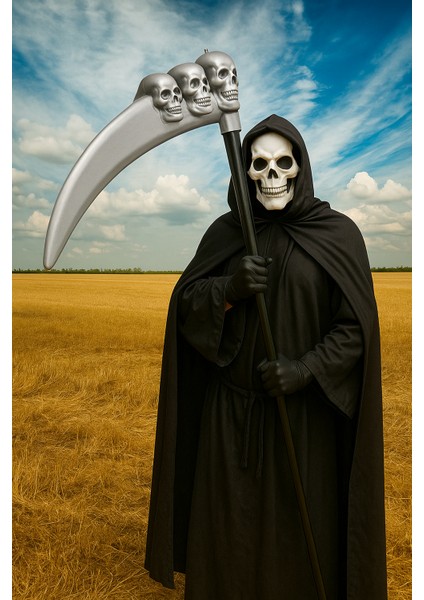 Halloween Cadılar BayramıGeçmeli Çubuklu Azrail Orağı 90 Kurukafa Sembollü fırsatları