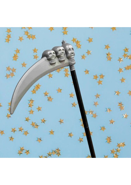 Halloween Cadılar BayramıGeçmeli Çubuklu Azrail Orağı 90 Kurukafa Sembollü