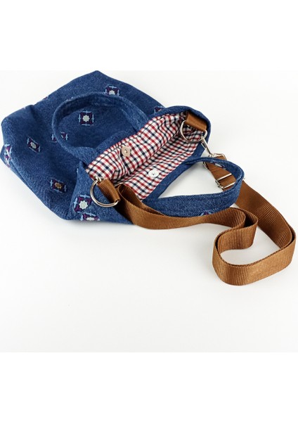 El Yapımı Kot Nakışlı Çanta - Fonksiyonel ve Şık modelleri