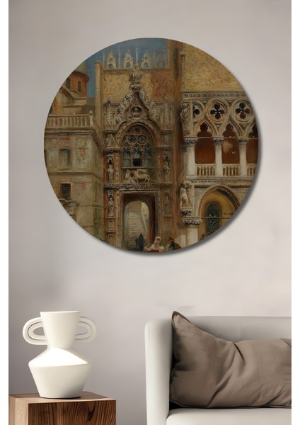 Venedik Mimari Tarihi Ahşap Mdf Dekoratif Ev/işyeri Duvar Tablo Yuvarlak Ev/işyeri Duvar Tablo