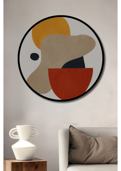 Çerçeve Görünümlü Soyut Sanat Dekoratif Ahşap Mdf Işyeri Duvar Tablo Yuvarlak Işyeri Duvar Tablo