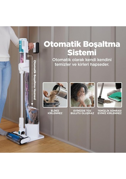 Powervac 5.0 | 30 Gün Hazneli Otomatik Boşaltmalı Şarjlı Dikey Süpürge | 2.7 kg Ultra Hafif modelleri