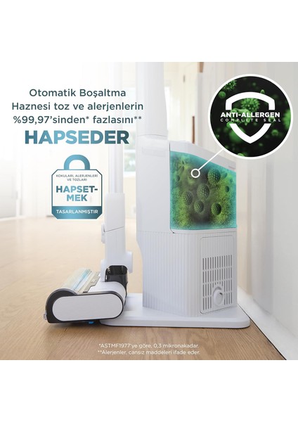 Powervac 5.0 | 30 Gün Hazneli Otomatik Boşaltmalı Şarjlı Dikey Süpürge | 2.7 kg Ultra Hafif fırsatları