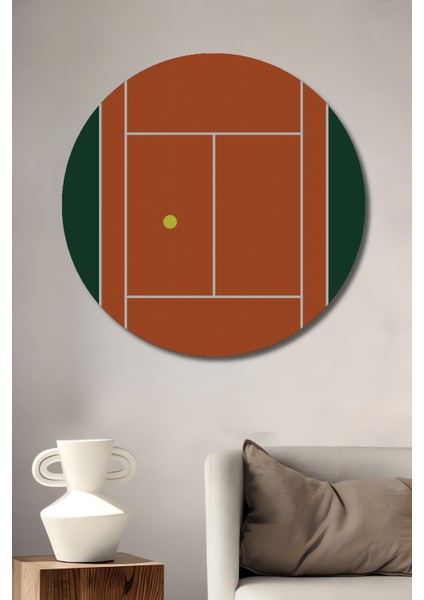 Paris 1925 Tenis Kortu Ahşap Mdf Dekoratif Ev/işyeri Duvar Tablo Yuvarlak Ev/işyeri Duvar Tablo