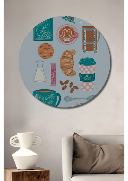 Kahve Saati Dekoratif Ahşap Mdf Ev/işyeri Duvar Tablo Yuvarlak Ev/işyeri Duvar Tablo