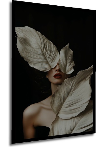 Çerçeve Görünümlü Gızemlı Kadın Yaprak Sanatı Ahşap Mdf Dekoratif Tablo Dikdörtgen Tablo modelleri