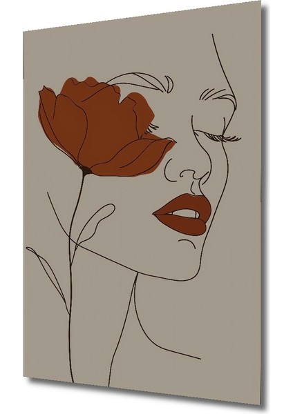 Çarpıcı Çizgisel Çiçek Yüz Ahşap Mdf Dekoratif Tablo Dikdörtgen Tablo fiyatları