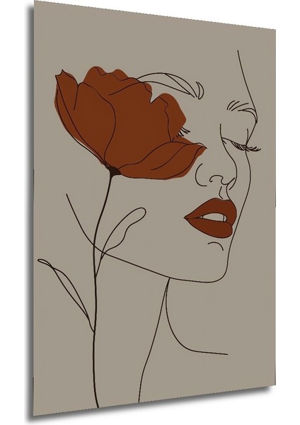 Çarpıcı Çizgisel Çiçek Yüz Ahşap Mdf Dekoratif Tablo Dikdörtgen Tablo modelleri