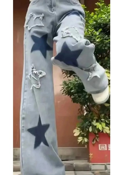 Kız Çocuk Kot Recycled Baggy Pocket Star Jean Pantolon fiyatları