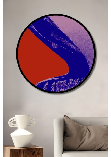 Çerçeve Görünümlü Soyut Renkli Sanat Ahşap Mdf Dekoratif Ev Duvar Tablo Yuvarlak Ev Duvar Tablo