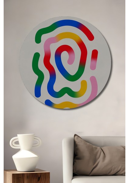Renkli Parmak Izi Dekoratif Ahşap Mdf Ev/işyeri Duvar Tablo Yuvarlak Ev/işyeri Duvar Tablo