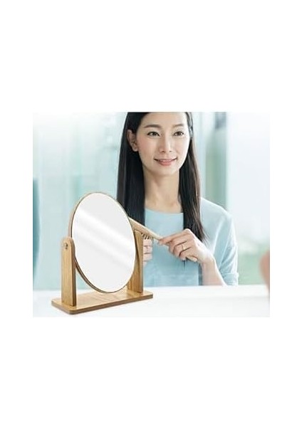 Gaman Masaüstü Oval Ayna Ayarlanabilir Makyaj Aynası Masaüstü Ahşap Ayna Özel Tasarımlı Ahşap Retro fiyatları