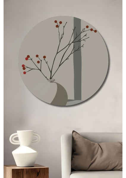 Kırmızı Meyveler Dekoratif Ahşap Mdf Vazo Ev/işyeri Duvar Tablosu Yuvarlak Ev/işyeri Duvar Tablo