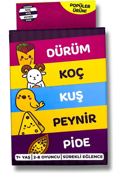 Çabuk Reflex Kutu Oyunu Dürüm Koç Kuş Peynir Pide Kart Oyunu Oyun Parti Eğlence Aile Arkadaş Oyunu