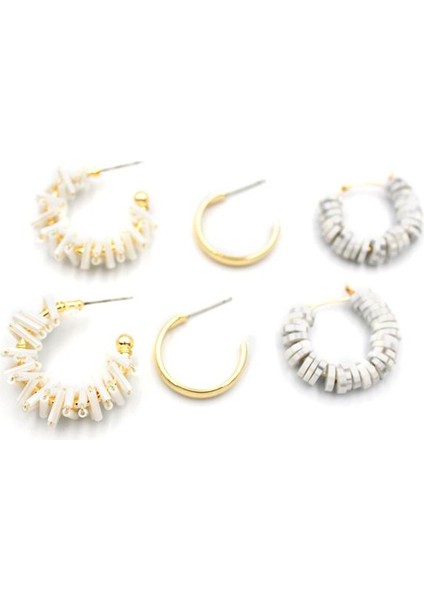 Kristal Boncuklu Küpe - Beyaz