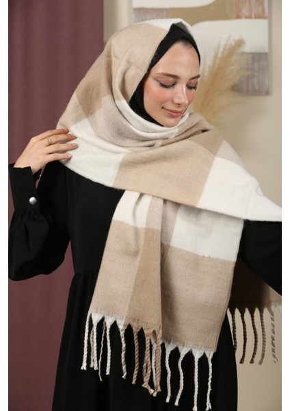 Çift Taraflı Ekose Kışlık Omuz Şalı