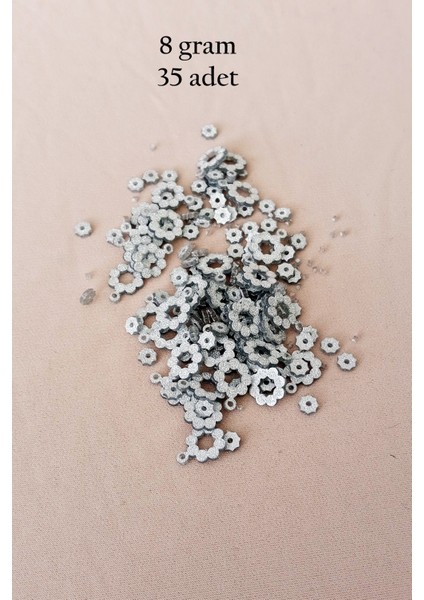 Oya Abiye Bileklik Kolye Pleksi Metalik Plastik Pul Gümüş Renk 8 Gram 35 Adet - BNC501