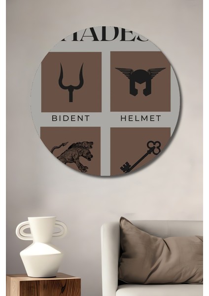 Hades Atributları Dekoratif Ahşap Mdf Ev/işyeri Duvar Tablo Yuvarlak Ev/işyeri Duvar Tablo