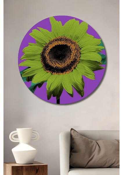 Renkli Ayçiçeği Dekoratif Ahşap Mdf Ev/işyeri Duvar Tablo Yuvarlak Ev/işyeri Duvar Tablo