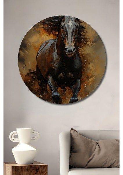 Ateşli Koşu Dekoratif Ahşap Mdf Ev/işyeri Duvar Tablo Yuvarlak Ev/işyeri Duvar Tablo