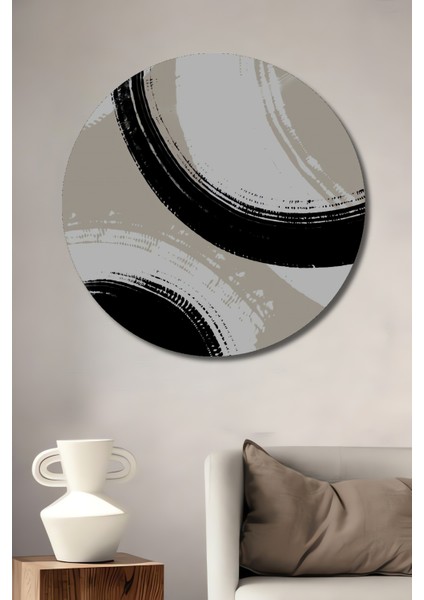 Soyut Fırça Vuruşları Dekoratif Ahşap Mdf Ev/işyeri Duvar Tablo Yuvarlak Ev/işyeri Duvar Tablo