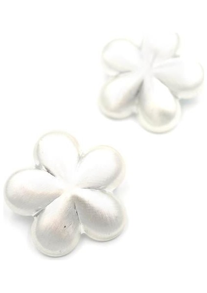 Metal Çiçek Küpe - Gümüş