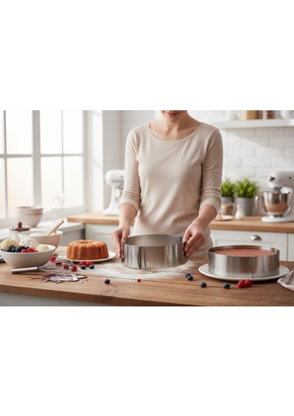 Kek ve Pasta Paslanmaz Yuvarlak Kelepçeli Ayarlanabilir Kek Kalıbı Çember fiyatları