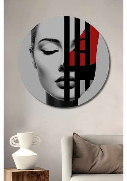 Soyut Sanat Kadın Yüzü Dekoratif Ahşap Mdf Ev/işyeri Duvar Tablo Yuvarlak Ev/işyeri Duvar Tablo