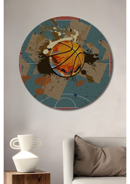 Basketbol Sahası Dekoratif Ahşap Mdf Ev/işyeri Duvar Tablo Yuvarlak Ev/işyeri Duvar Tablo