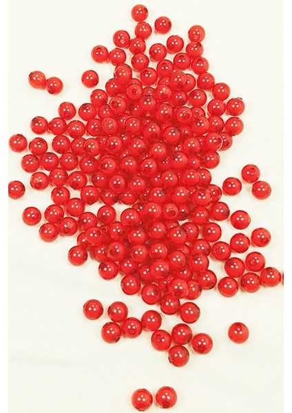 Yuvarlak Boncuk Içten Boncuklu Bileklik Çanta Boncuğu 8 mm 50 gr Kırmızı - BNC473