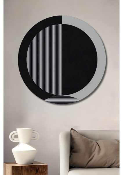 Soyut Geometrik Minimalist Dekoratif Ahşap Mdf Ev/işyeri Duvar Tablo Yuvarlak Ev/işyeri Duvar Tablo