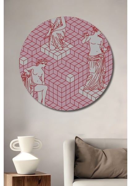 Kübik Sanat Tanrıçaları Dekoratif Ahşap Mdf Ev/işyeri Duvar Tablo Yuvarlak Ev/işyeri Duvar Tablo