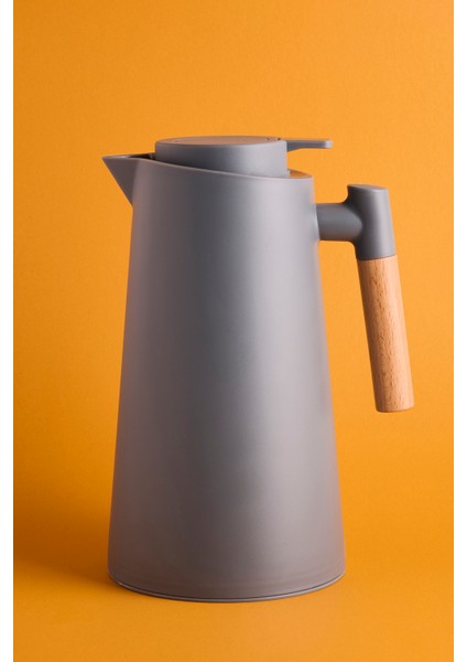 Aster Nordic Bambu Saplı Cam Vakumlu Termos 1000 ml Gri