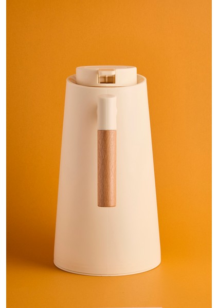 Aster Nordic Bambu Saplı Cam Vakumlu Termos 1000 ml Krem modelleri