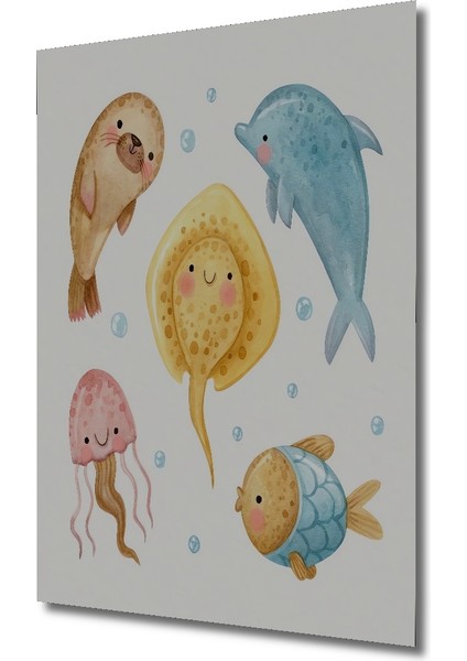 Sevimli Deniz Hayvanları Dekoratif Ahşap Mdf Ev/işyeri Duvar Tablo Dikdörtgen Ev/işyeri Duvar Tablo fiyatları