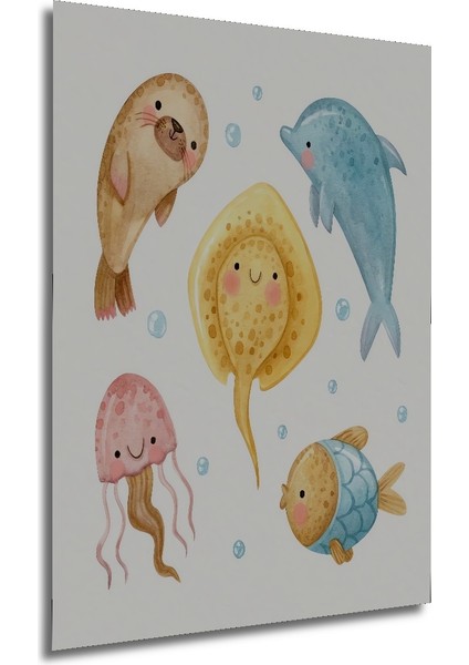 Sevimli Deniz Hayvanları Dekoratif Ahşap Mdf Ev/işyeri Duvar Tablo Dikdörtgen Ev/işyeri Duvar Tablo modelleri