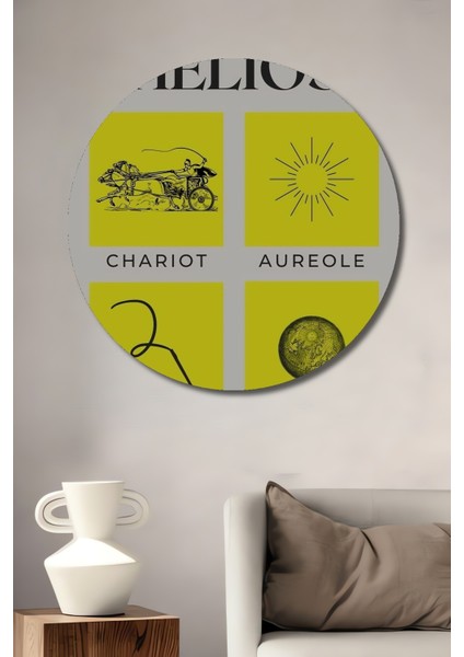 Helios Tanrı Dekoratif Ahşap Mdf Ev/işyeri Duvar Tablo Yuvarlak Ev/işyeri Duvar Tablo