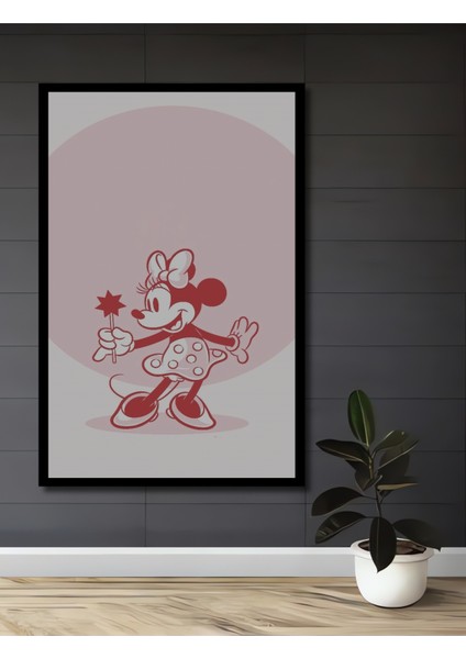 Çerçeve Görünümlü Minnie Mouse Dekoratif Ahşap Mdf Ev Duvar Tablo Dikdörtgen Ev Duvar Tablo